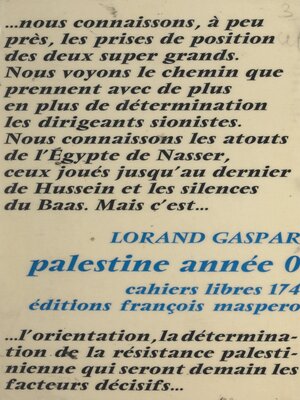 cover image of Palestine, année 0